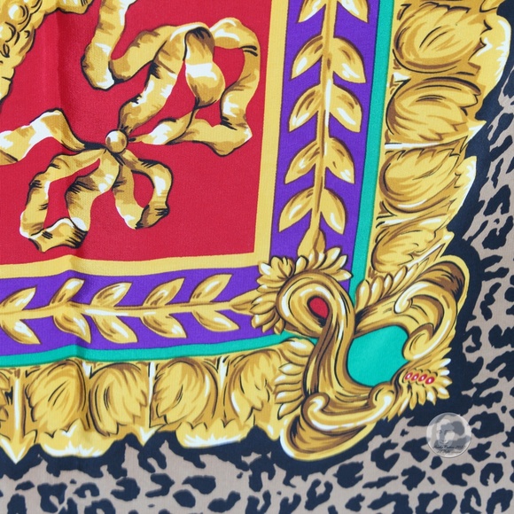 Vintage Scarf Shawl Graphic Bijoux Jewelry Baroque Leopard Print 44in - Picture 6 of 6